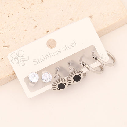 1 Set Vintage Style Simple Style Star Heart Shape Butterfly Enamel Stainless Steel Earrings