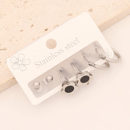 1 Set Vintage Style Simple Style Star Heart Shape Butterfly Enamel Stainless Steel Earrings