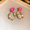 1 Pair Baroque Style Heart Shape Flower Tassel Inlay Alloy Artificial Pearls Rhinestones Drop Earrings