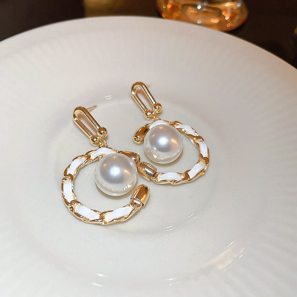 1 Pair Baroque Style Heart Shape Flower Tassel Inlay Alloy Artificial Pearls Rhinestones Drop Earrings