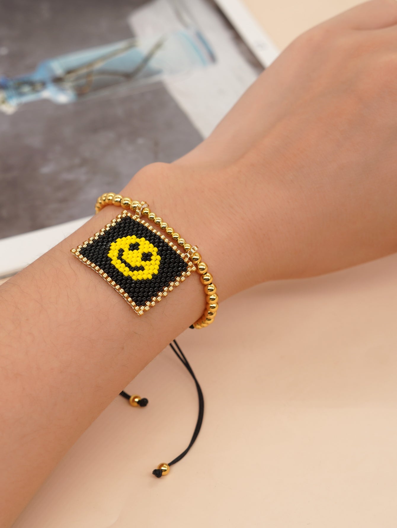 Casual Vacation Heart Shape Eye Smiley Face Glass Wholesale Bracelets