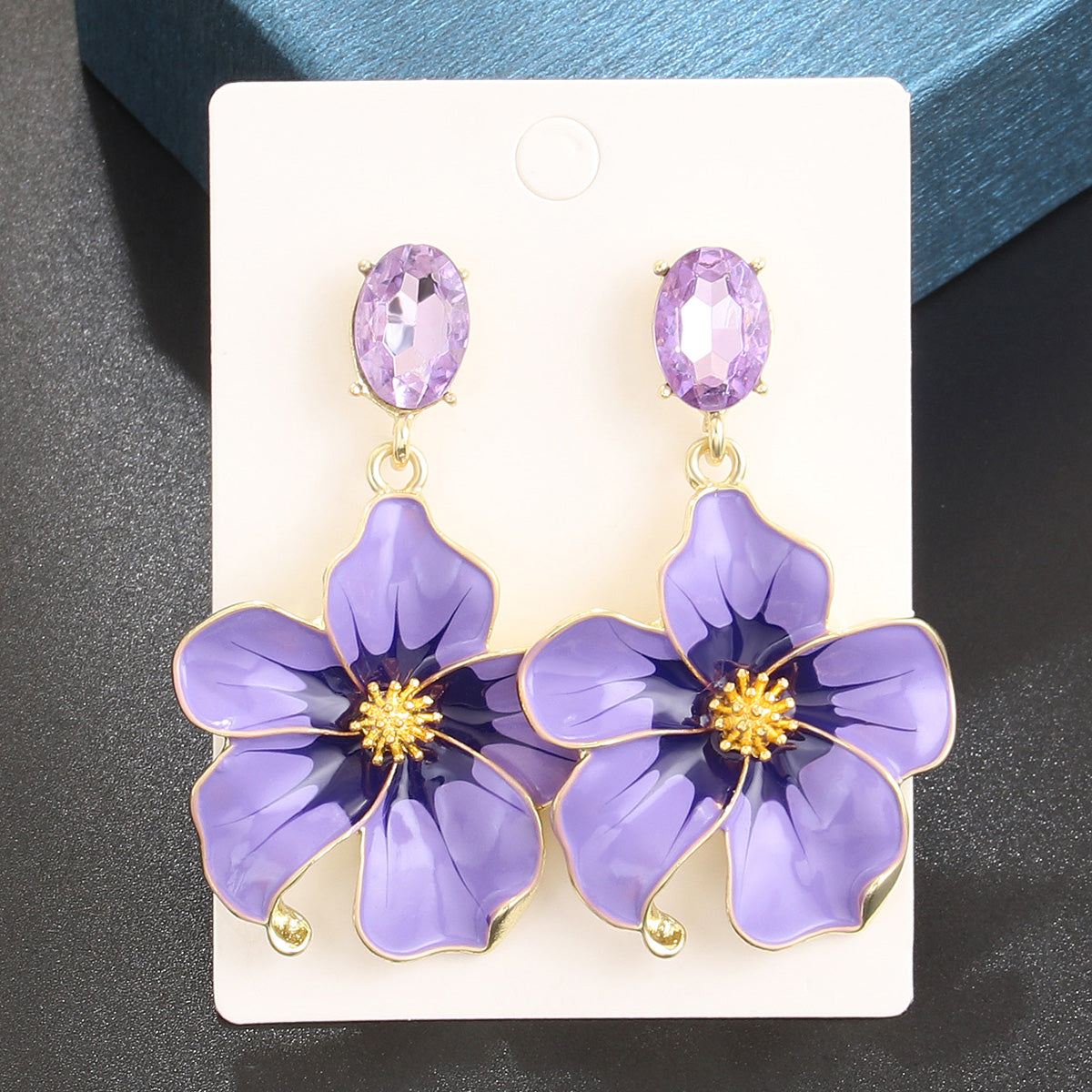 Casual Vacation Flower Alloy Enamel Plating Inlay Diamond Gold Plated Women's Drop Earrings