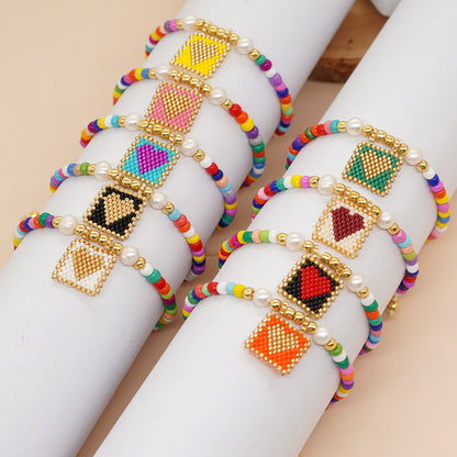 Casual Vacation Heart Shape Eye Smiley Face Glass Wholesale Bracelets