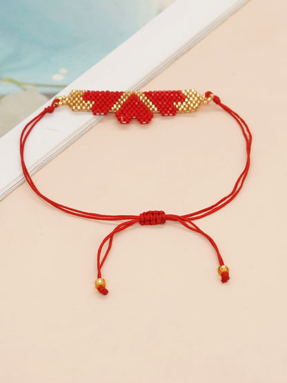 Bohemian Devil's Eye Heart Shape Flower Glass Rope Braid Women's Bracelets