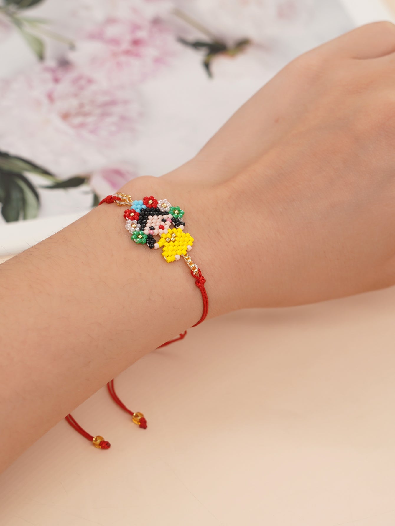 Bohemian Devil's Eye Heart Shape Flower Glass Rope Braid Women's Bracelets