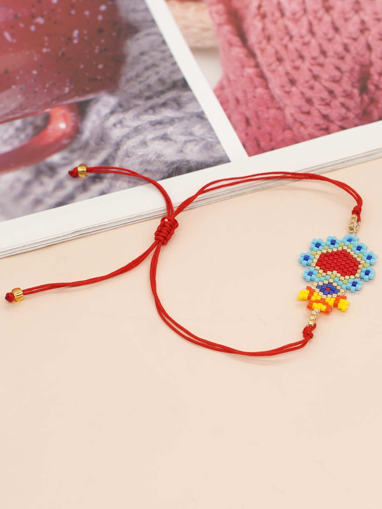 Bohemian Devil's Eye Heart Shape Flower Glass Rope Braid Women's Bracelets