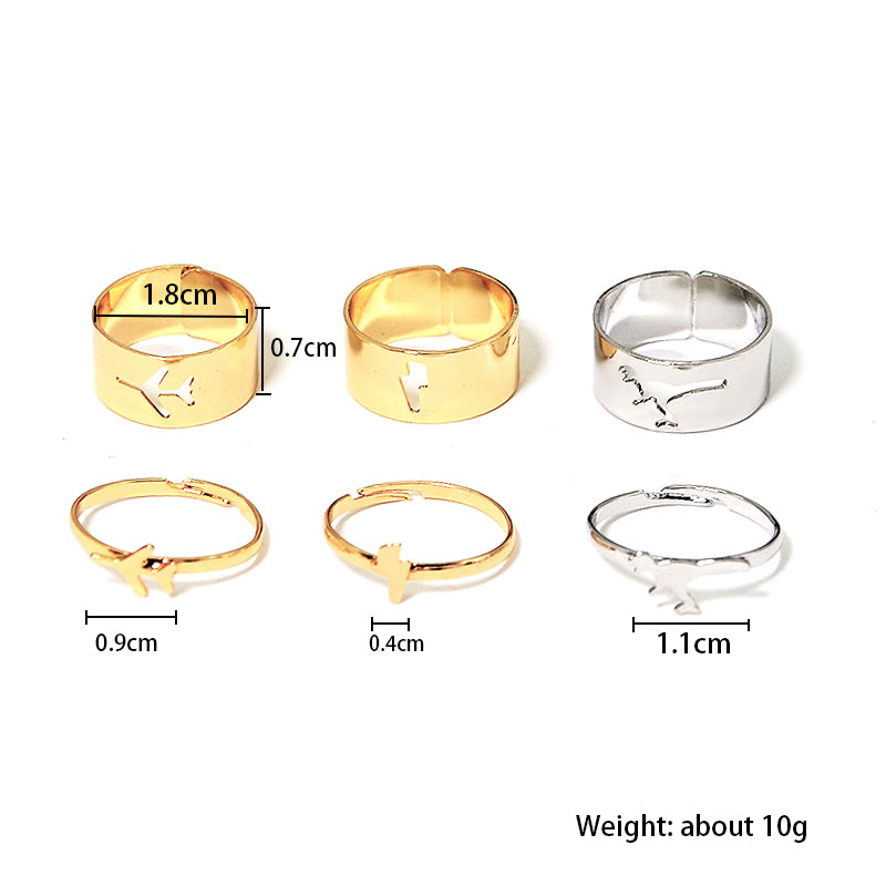 Ig Style Novelty Dinosaur Lightning Airplane Iron Plating Gold Plated Silver Plated Unisex Open Ring