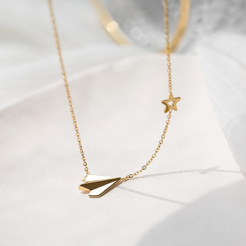 Simple Style Star Airplane Titanium Steel Plating 18k Gold Plated Necklace