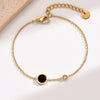 Casual Simple Style Round Stainless Steel Polishing Plating Inlay Acrylic Rhinestones 14k Gold Plated Women's Anklet