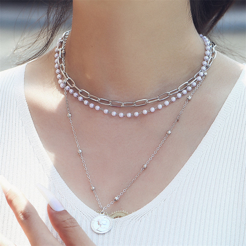 Casual Lady Star Moon Butterfly Alloy Metal Brass Plating Inlay Rhinestones Pearl Zircon 18k Gold Plated Gold Plated Silver Plated Layered Necklaces Long Necklace Necklace