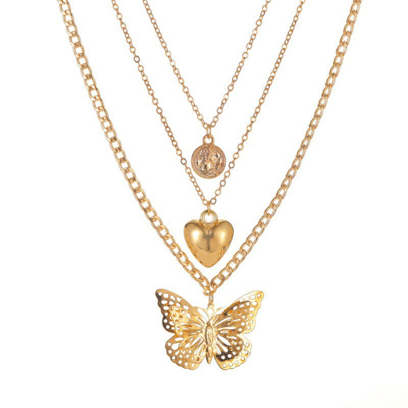 Casual Lady Star Moon Butterfly Alloy Metal Brass Plating Inlay Rhinestones Pearl Zircon 18k Gold Plated Gold Plated Silver Plated Layered Necklaces Long Necklace Necklace