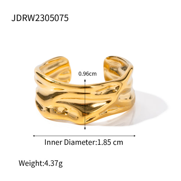 Ig Style Irregular Stainless Steel 18k Gold Plated Open Ring In Bulk