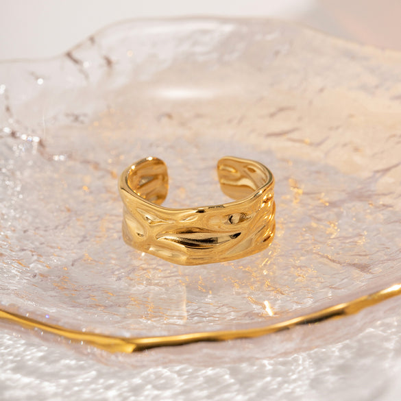 Ig Style Irregular Stainless Steel 18k Gold Plated Open Ring In Bulk