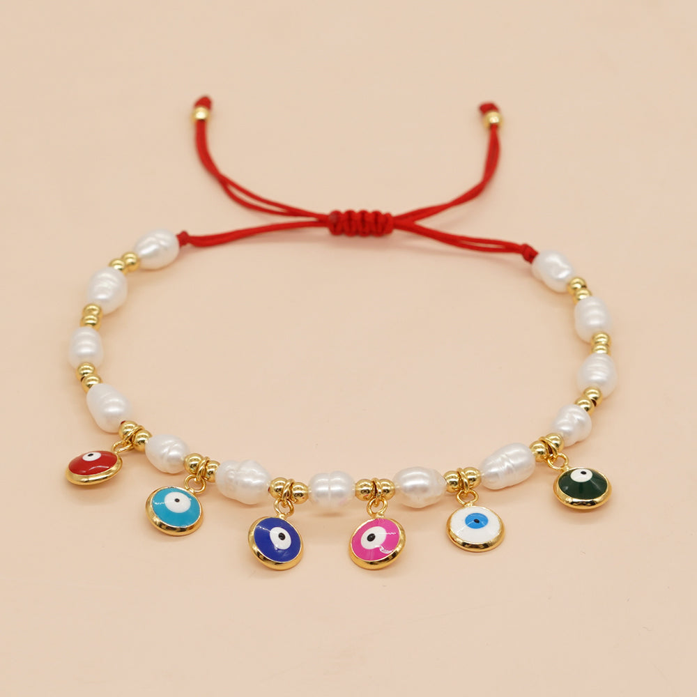 Casual Pentagram Freshwater Pearl Beaded Braid Bracelets