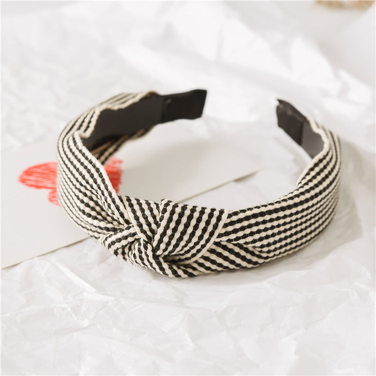 Pastoral Grid Cloth Bowknot Hair Band