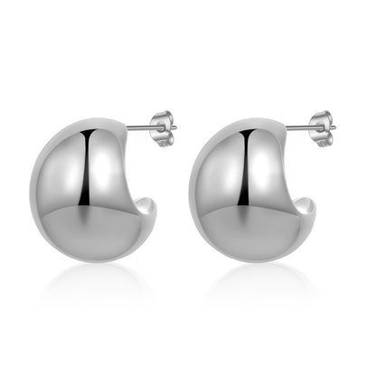 1 Pair Simple Style C Shape Polishing Stainless Steel Ear Studs