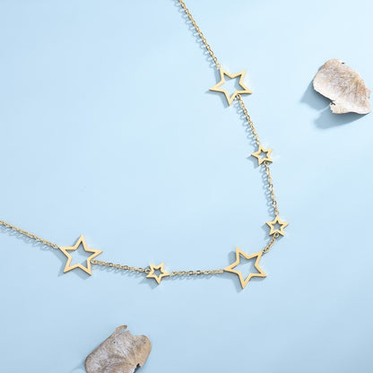 Casual Classic Style Star Titanium Steel Plating 18k Gold Plated Necklace