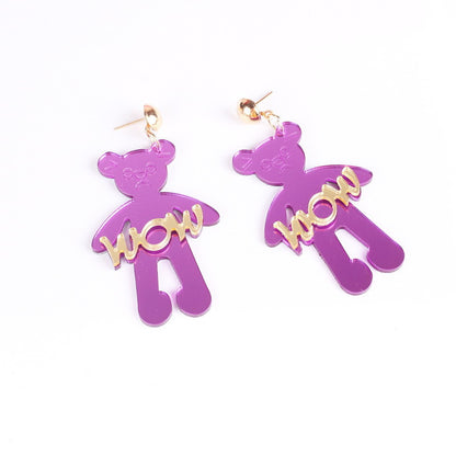 1 Pair Cute Exaggerated Animal Dinosaur Bee Arylic Drop Earrings