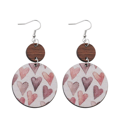 Bohemian Geometric Wood Printing Women's Drop Earrings