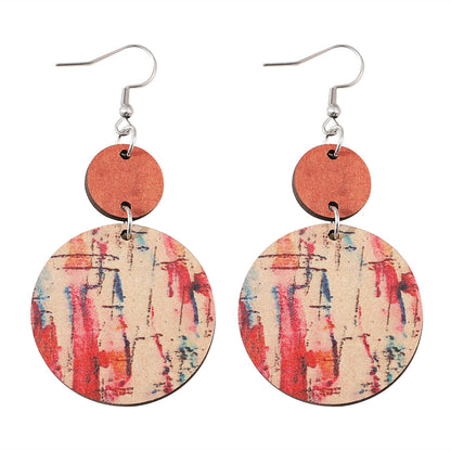 Bohemian Geometric Wood Printing Women's Drop Earrings