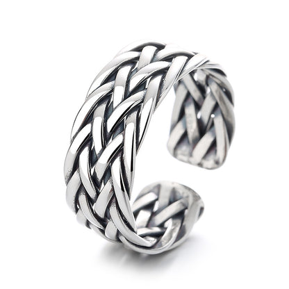 Wholesale Retro Geometric Sterling Silver Plating Open Ring