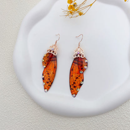 Sweet Leaf Copper Rhinestones Drop Earrings 1 Pair