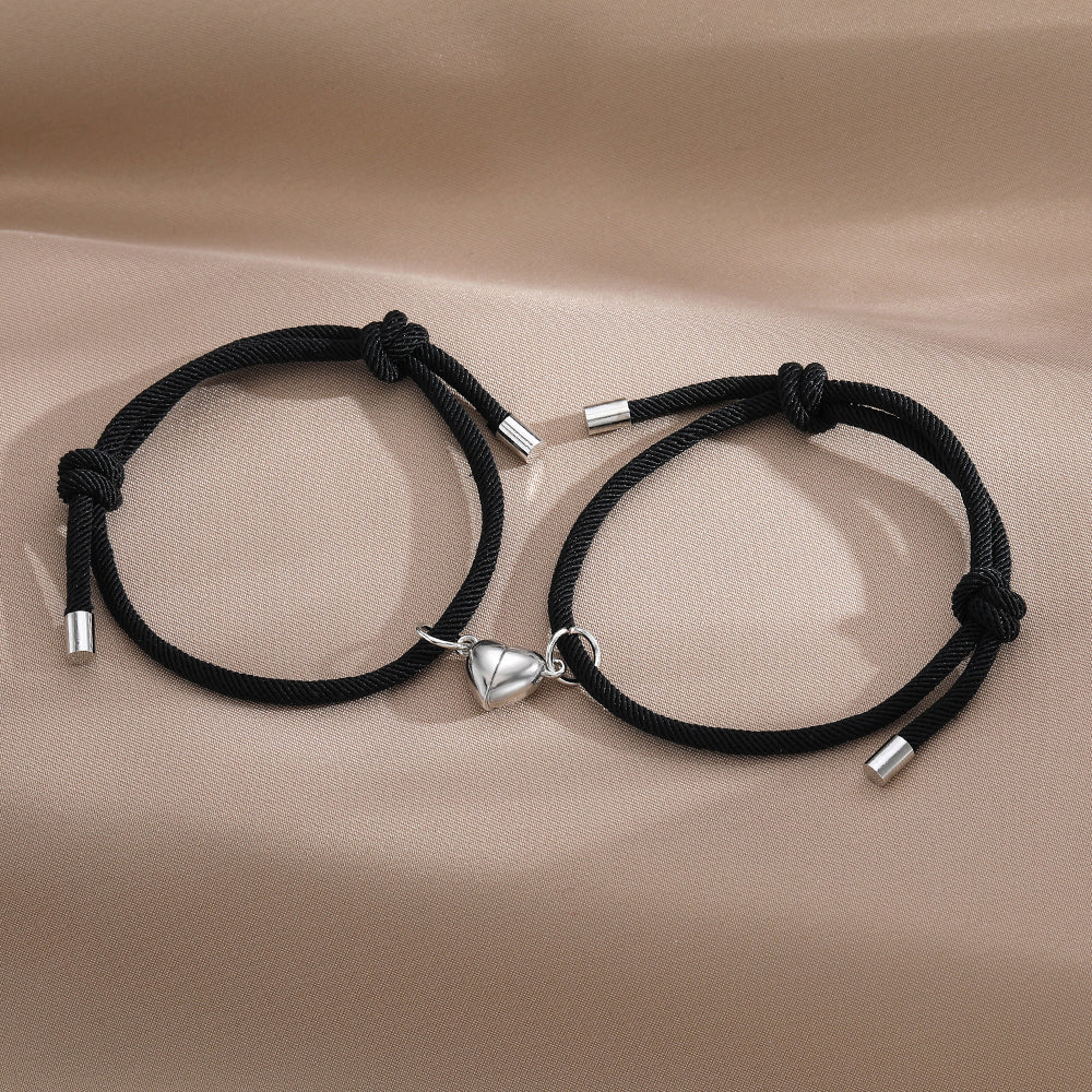 Casual Simple Style Heart Shape Alloy Rope Couple Bracelets