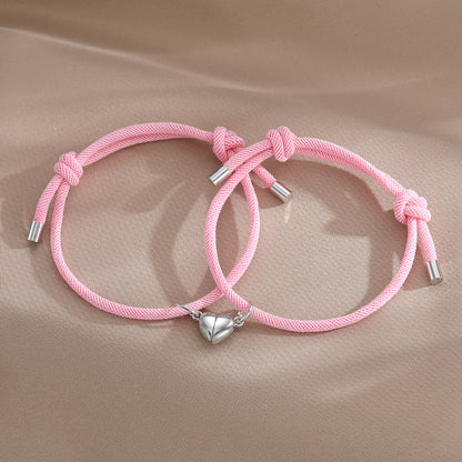 Casual Simple Style Heart Shape Alloy Rope Couple Bracelets