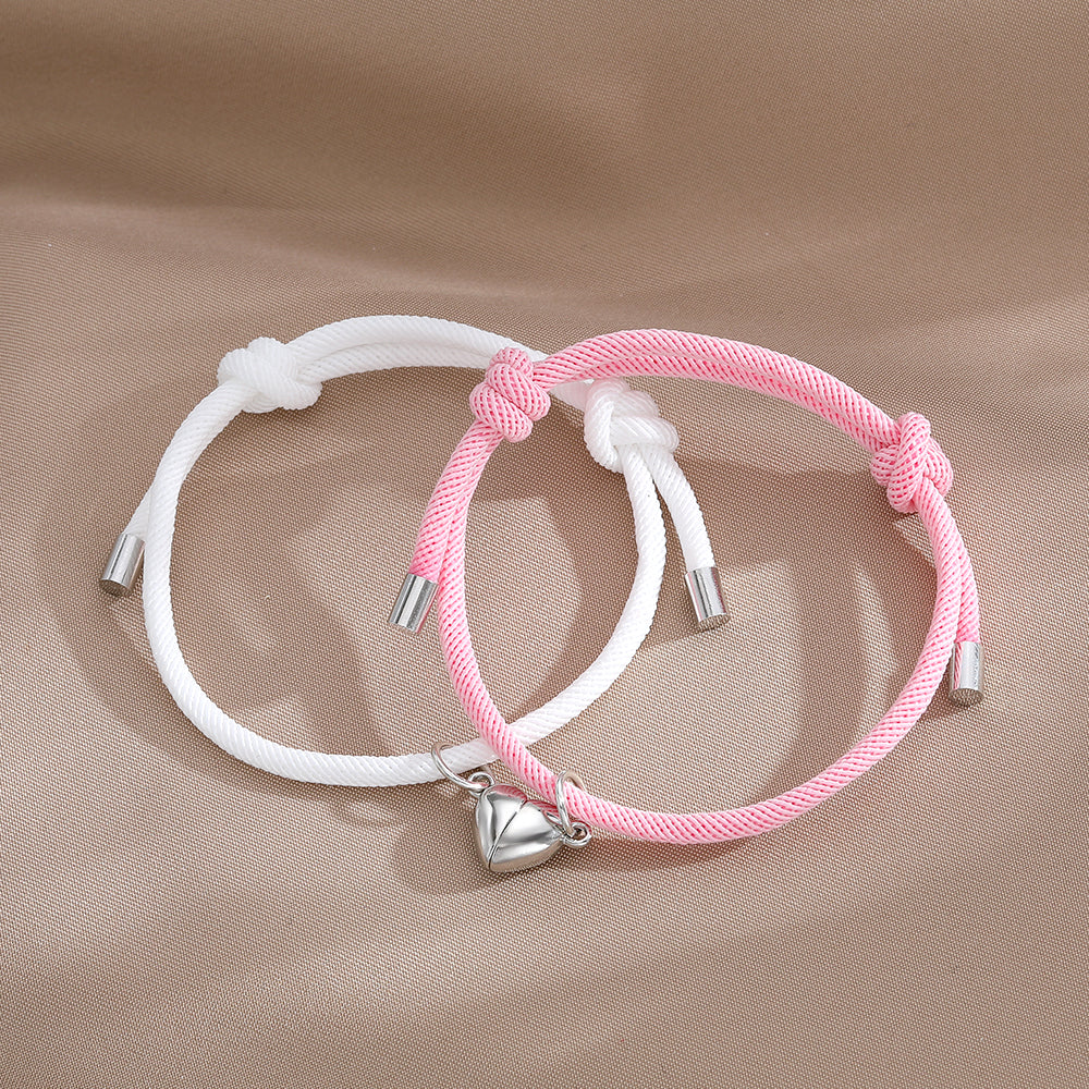 Casual Simple Style Heart Shape Alloy Rope Couple Bracelets