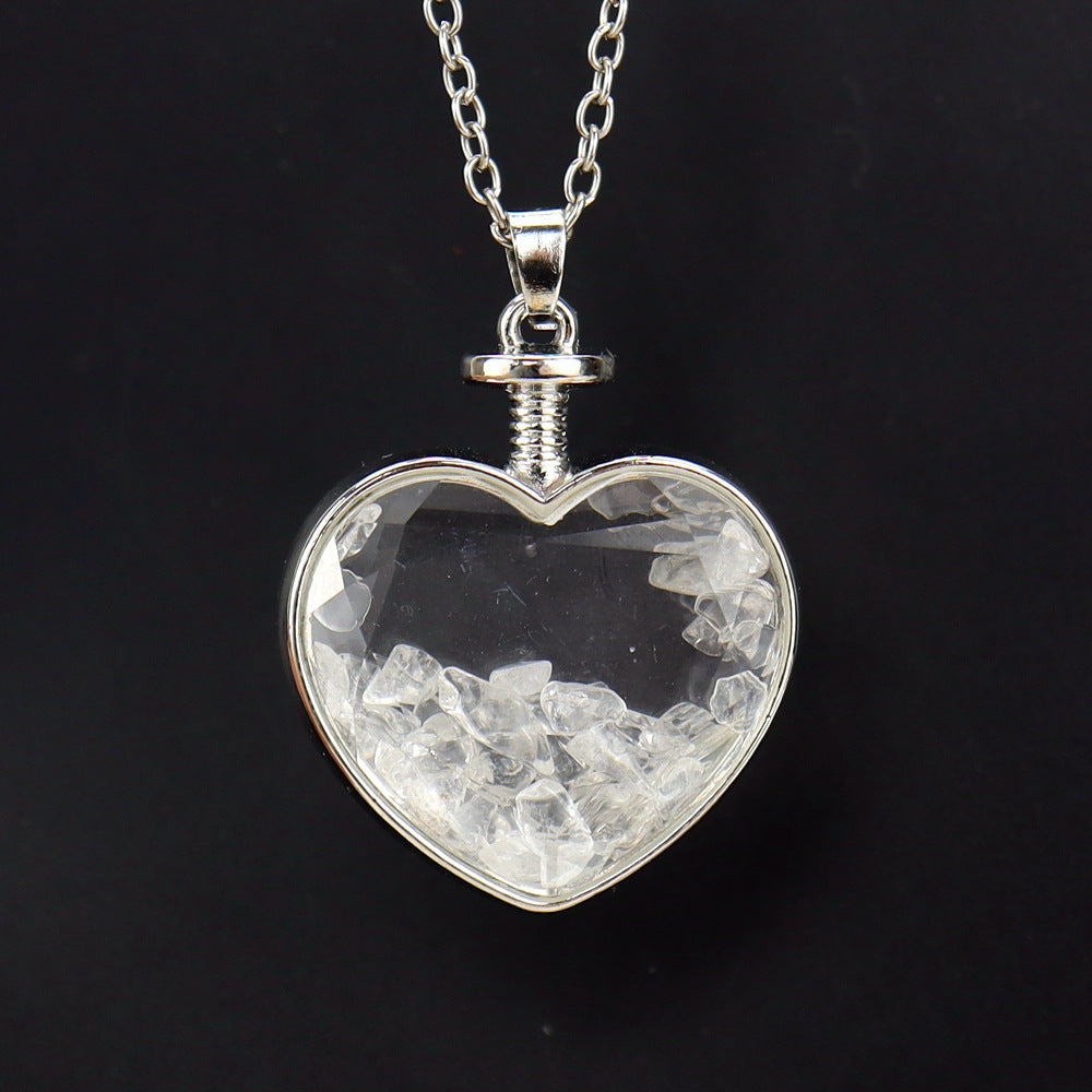 Simple Style Heart Shape Natural Stone Plating Pendant Necklace