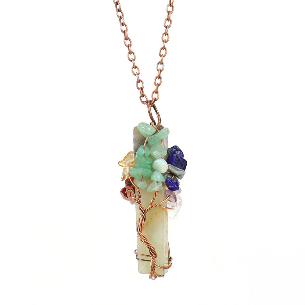 Streetwear Leaf Natural Stone Pendant Necklace In Bulk