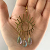 Casual Retro Devil's Eye Water Droplets Crystal Copper Hollow Out Women's Drop Earrings