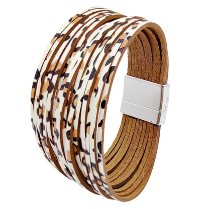 Simple Style Color Block Pu Leather Patchwork Women's Bangle