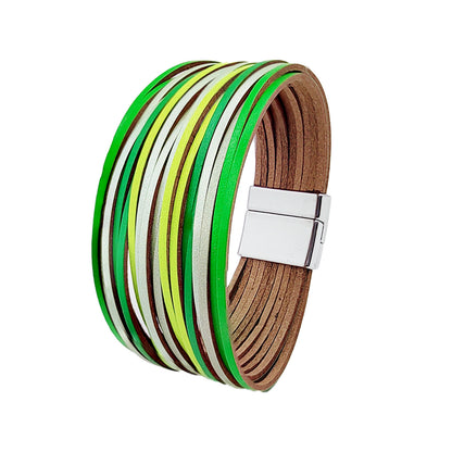 Simple Style Color Block Pu Leather Patchwork Women's Bangle