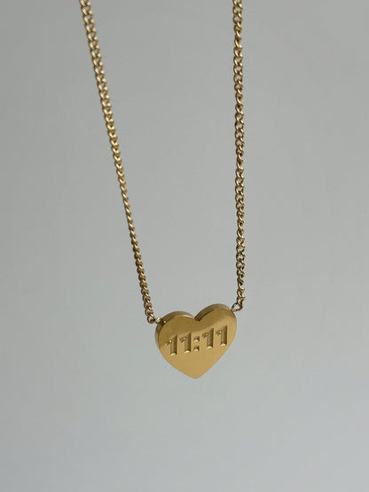 Vintage Style Commute Number Heart Shape Stainless Steel Plating 18k Gold Plated Pendant Necklace