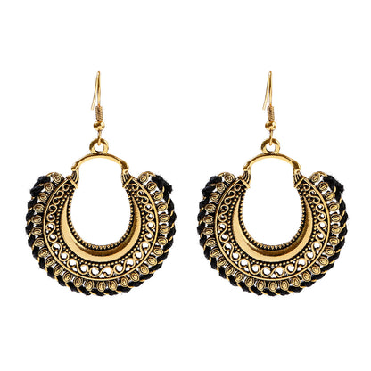 1 Pair Casual Retro Round Braid Hollow Out Alloy Drop Earrings