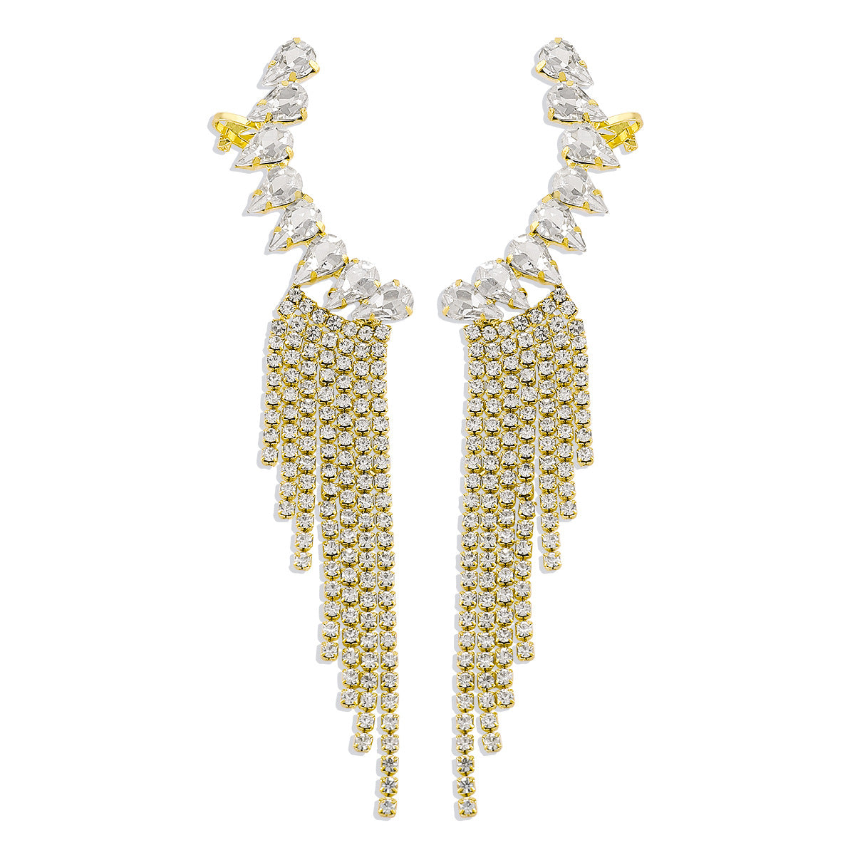 Elegant Lady Geometric Alloy Tassel Plating Inlay Rhinestones Women's Drop Earrings