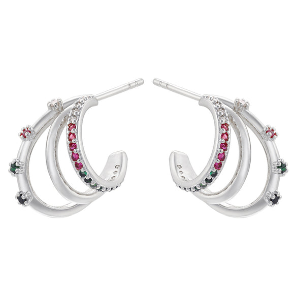 1 Pair Simple Style C Shape Plating Inlay Copper Zircon 18k Gold Plated Ear Studs