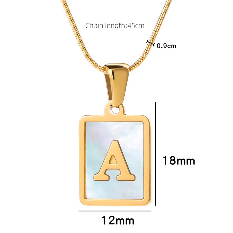 Casual Commute Letter Stainless Steel Plating Inlay Shell 18k Gold Plated Pendant Necklace