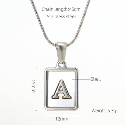 Casual Commute Letter Stainless Steel Plating Inlay Shell 18k Gold Plated Pendant Necklace