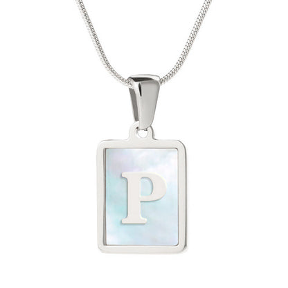 Casual Commute Letter Stainless Steel Plating Inlay Shell 18k Gold Plated Pendant Necklace