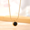 Elegant Retro Round Square Titanium Steel Plating Inlay Zircon Gold Plated Pendant Necklace