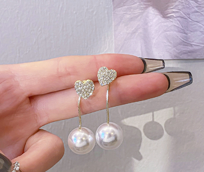 1 Pair Lady Pearl Plating Inlay Alloy Artificial Diamond Drop Earrings