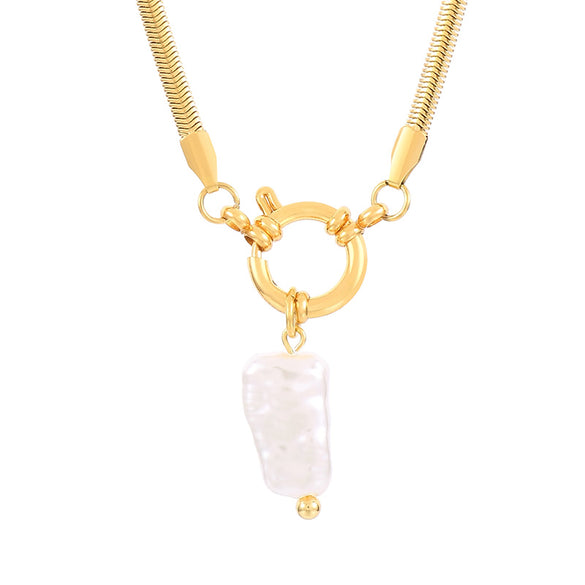 Elegant Retro Square Star Stainless Steel Imitation Pearl Plating 18k Gold Plated Pendant Necklace