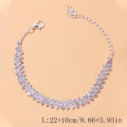 Wholesale Jewelry Beach Solid Color Alloy Rhinestones Silver Plated Anklet