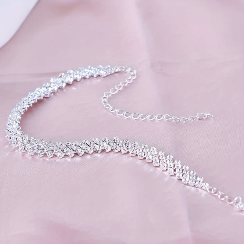 Wholesale Jewelry Beach Solid Color Alloy Rhinestones Silver Plated Anklet