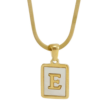 Casual French Style Letter Stainless Steel Plating Inlay Shell 18k Gold Plated Pendant Necklace