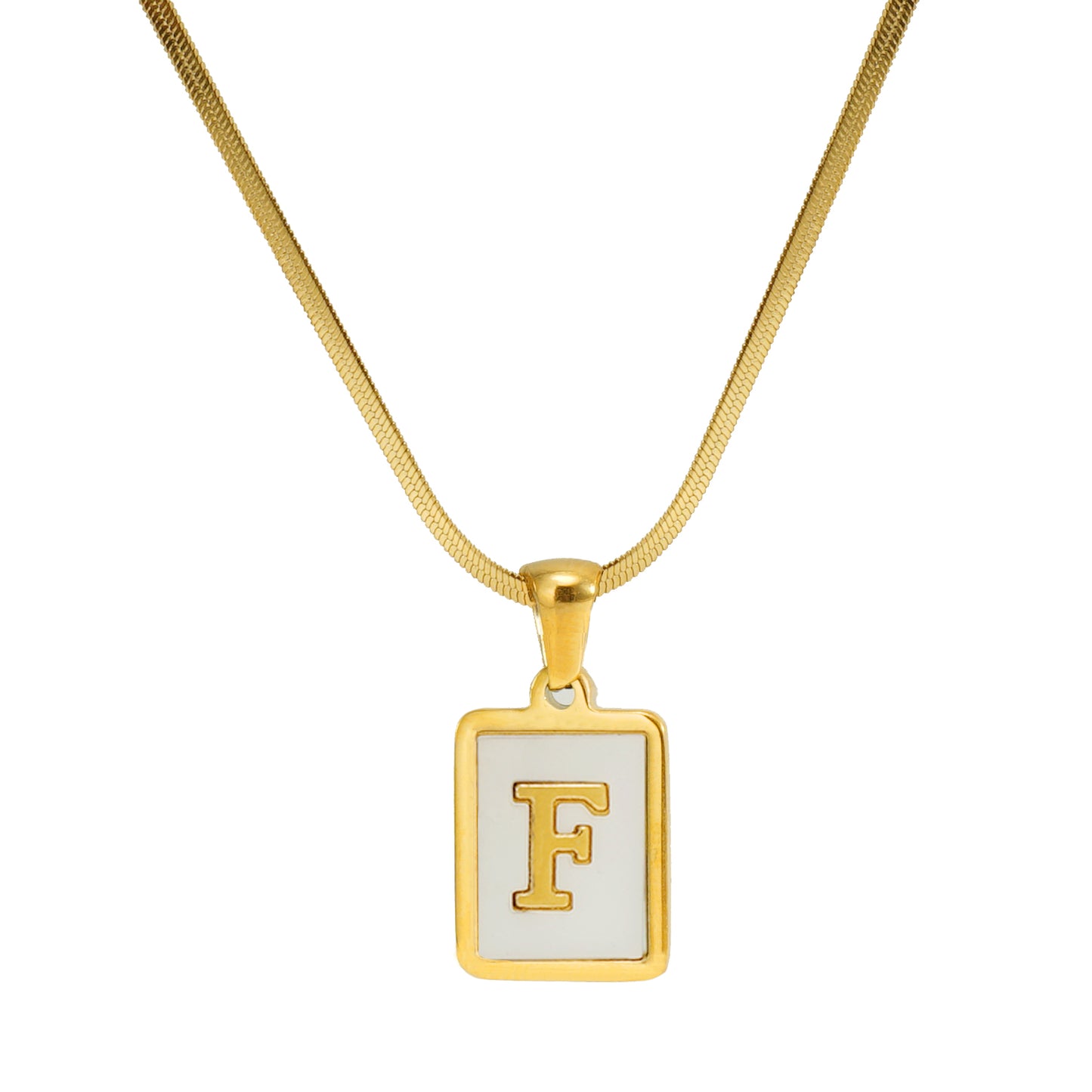 Casual French Style Letter Stainless Steel Plating Inlay Shell 18k Gold Plated Pendant Necklace