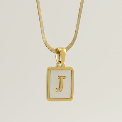 Casual French Style Letter Stainless Steel Plating Inlay Shell 18k Gold Plated Pendant Necklace