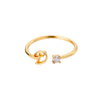 Ig Style Simple Style Letter Copper Plating Inlay Zircon 18k Gold Plated Open Ring